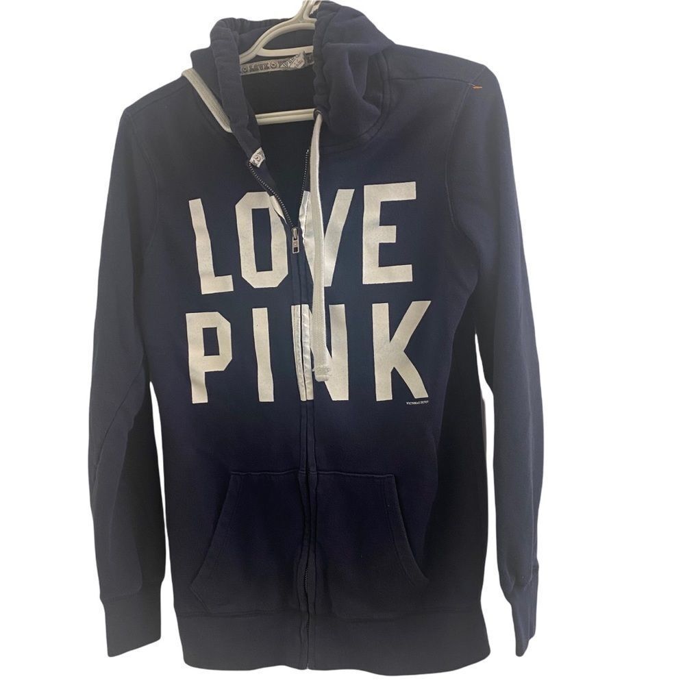 Pink Victoria Secret Navy Hooded Sweatshirt Sz S‎